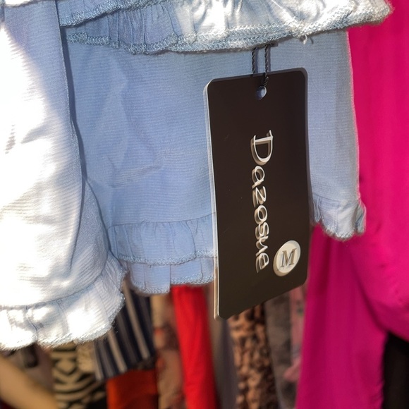 NWT NEW blue dual layer roper but looks like dress strapless frilly bodycon - Picture 6 of 11